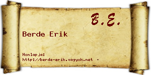 Berde Erik névjegykártya